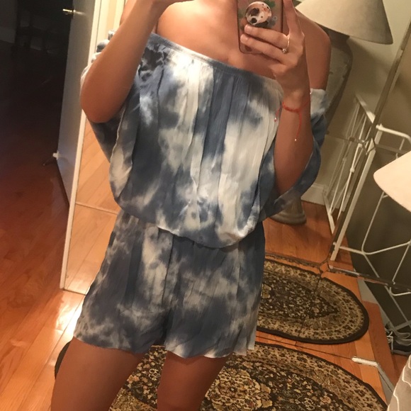 SALE tie dye off the shoulder romper - Picture 4 of 11
